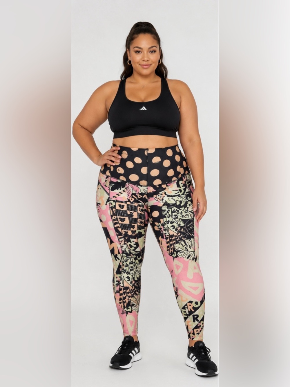 Adidas-FARM Rio Multicolor Graphic Track Leggings - Black, Pink & Cream